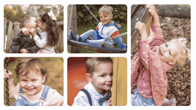 Kindergartenfotografie im freien Spiel – fröhliche Kinder draußen auf dem Kita-Gelände