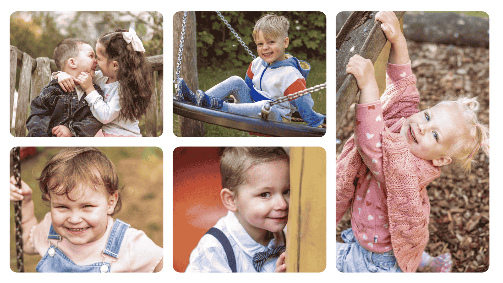 Kindergartenfotografie im freien Spiel – fröhliche Kinder draußen auf dem Kita-Gelände